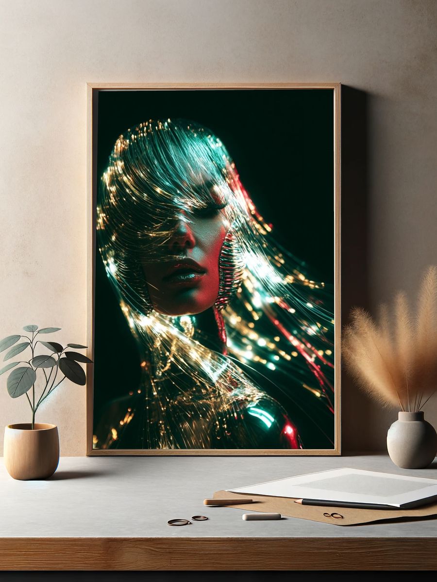 Neon Fiber Portrait Print. — room view 2