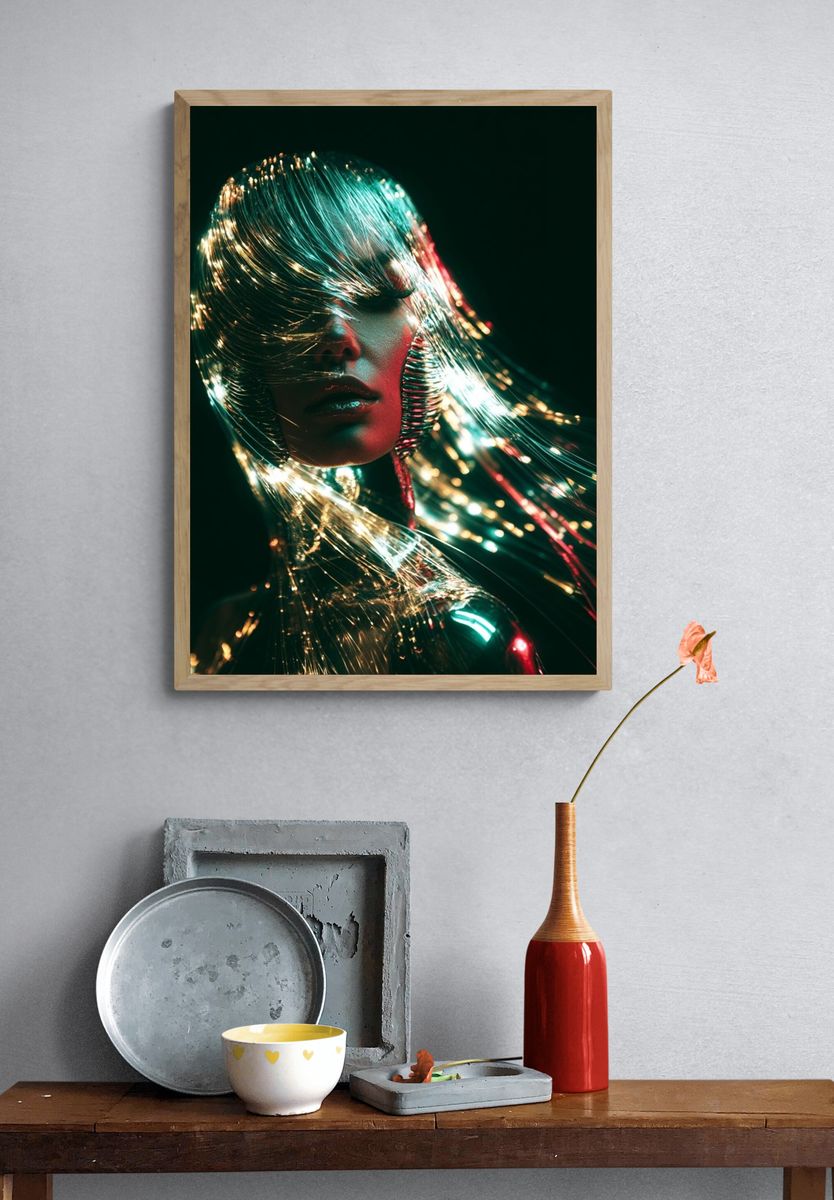 Neon Fiber Portrait Print. — room view 3