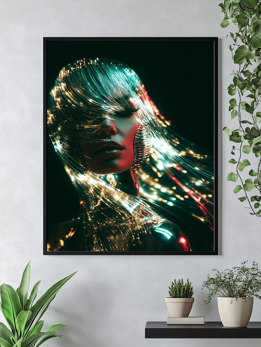 Neon Fiber Portrait Print. — room view 4