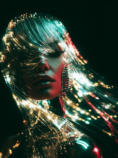 Neon Fiber Portrait Print. poster