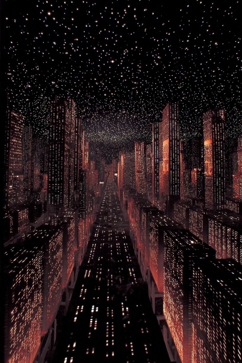 Futuristic City Skyline Night Poster. poster — illustration art