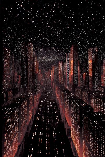 Futuristic City Skyline Night Poster. poster