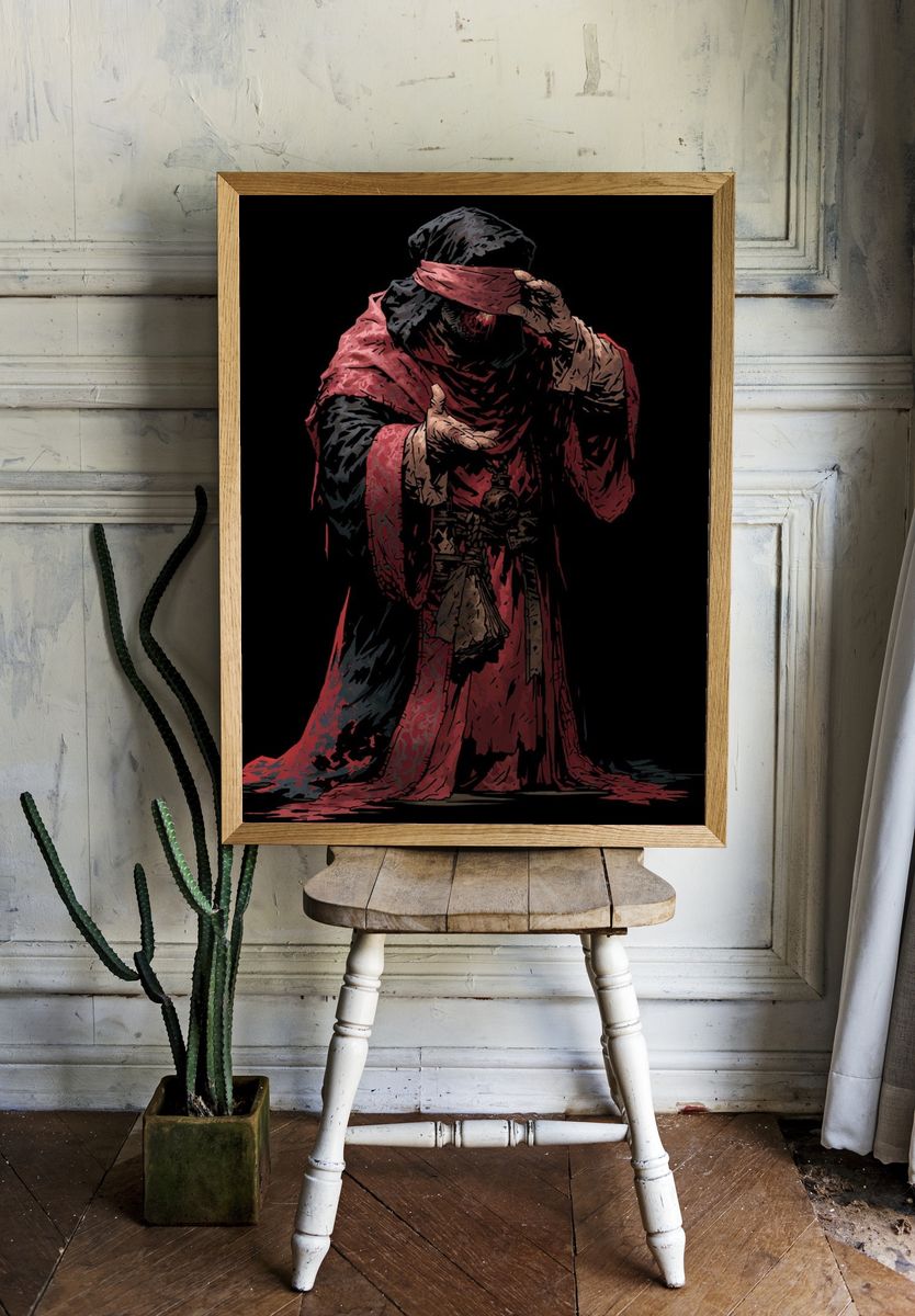 Blindfolded Figure Digital Art Poster. room preview