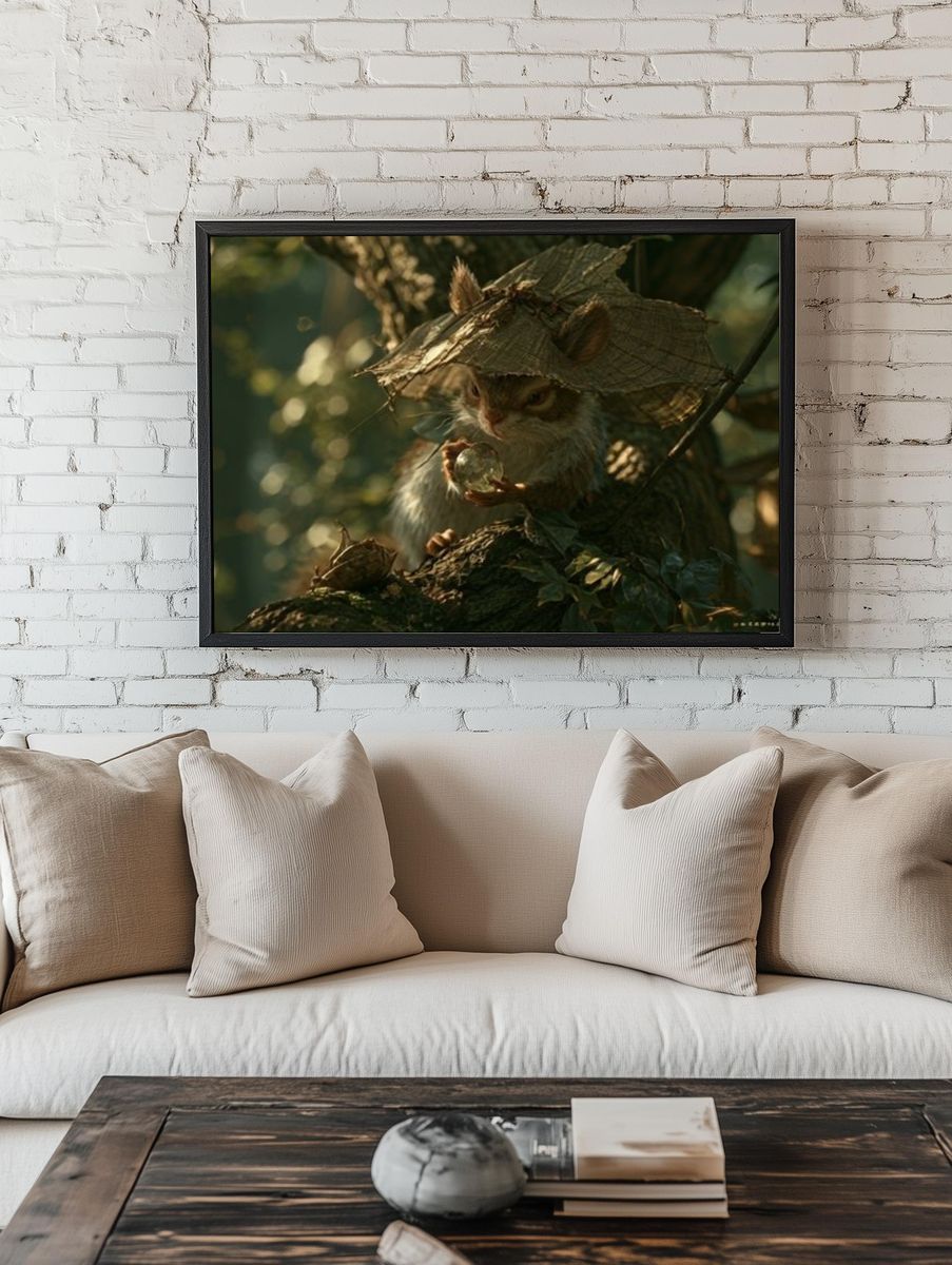 Forest Squirrel Fantasy Illustration Poster. — room view 1
