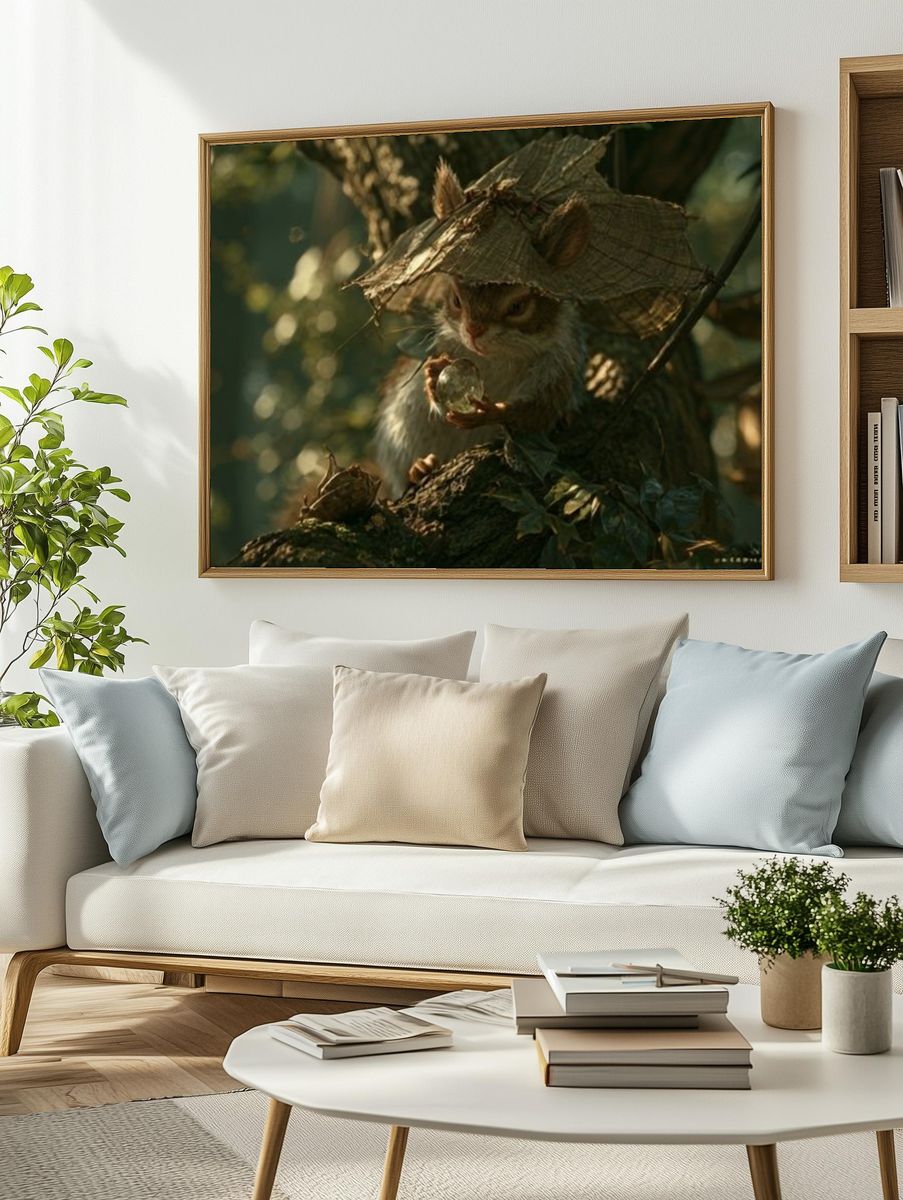 Forest Squirrel Fantasy Illustration Poster. — room view 2
