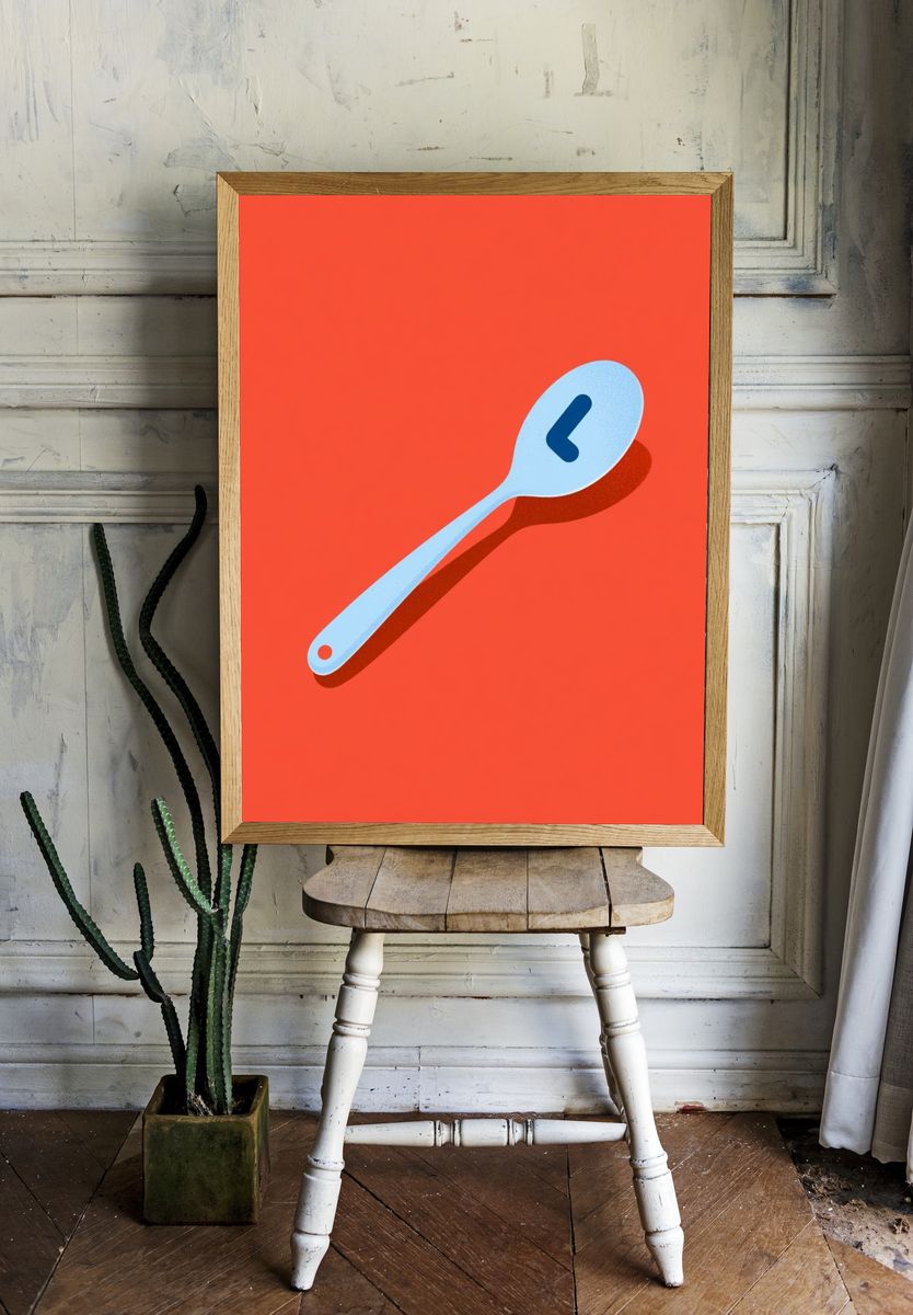 Blue Spoon Minimalist Print. — room view 1