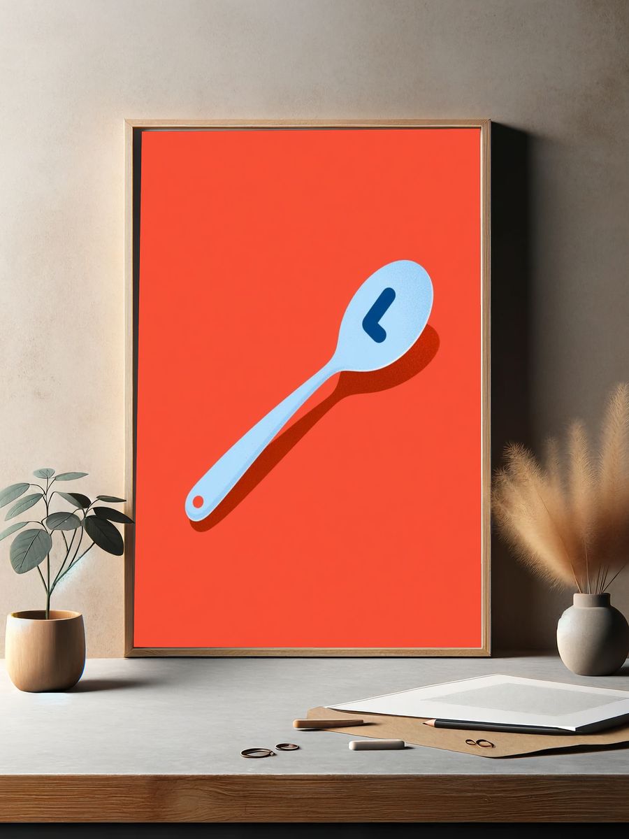 Blue Spoon Minimalist Print. — room view 2