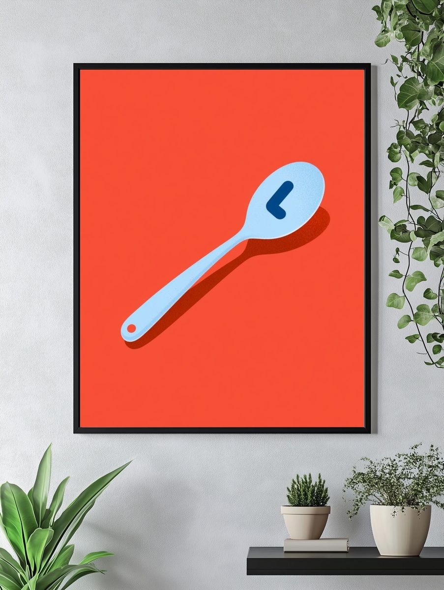 Blue Spoon Minimalist Print. — room view 4