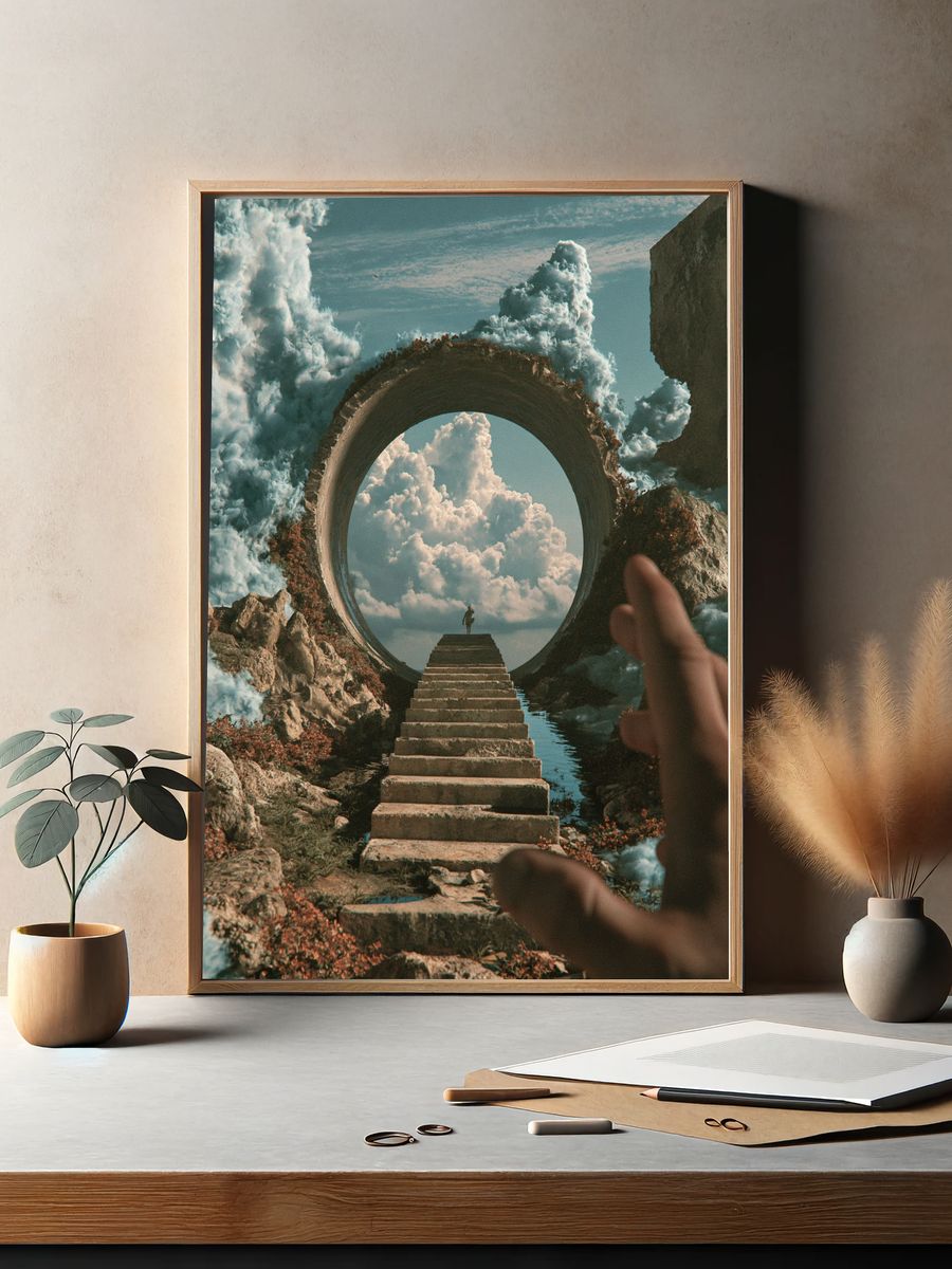 Surreal Portal Stairway Print. — room view 2