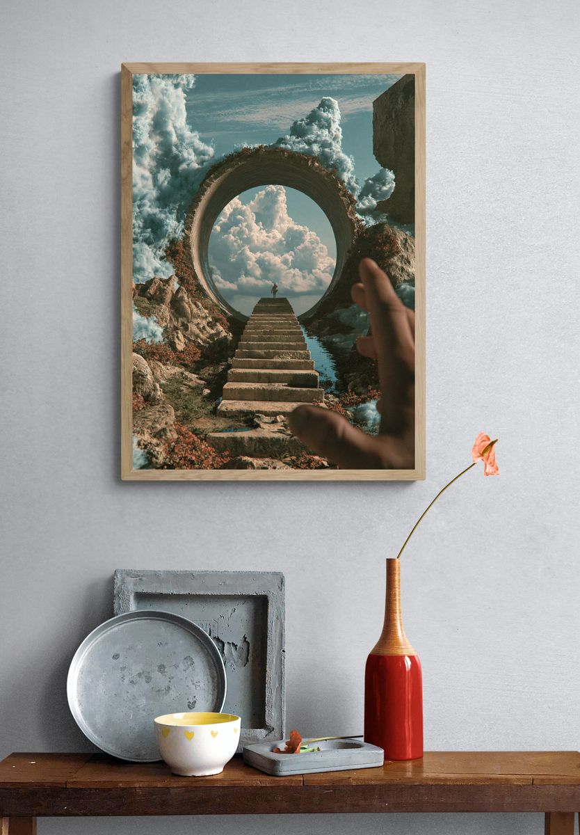 Surreal Portal Stairway Print. — room view 3