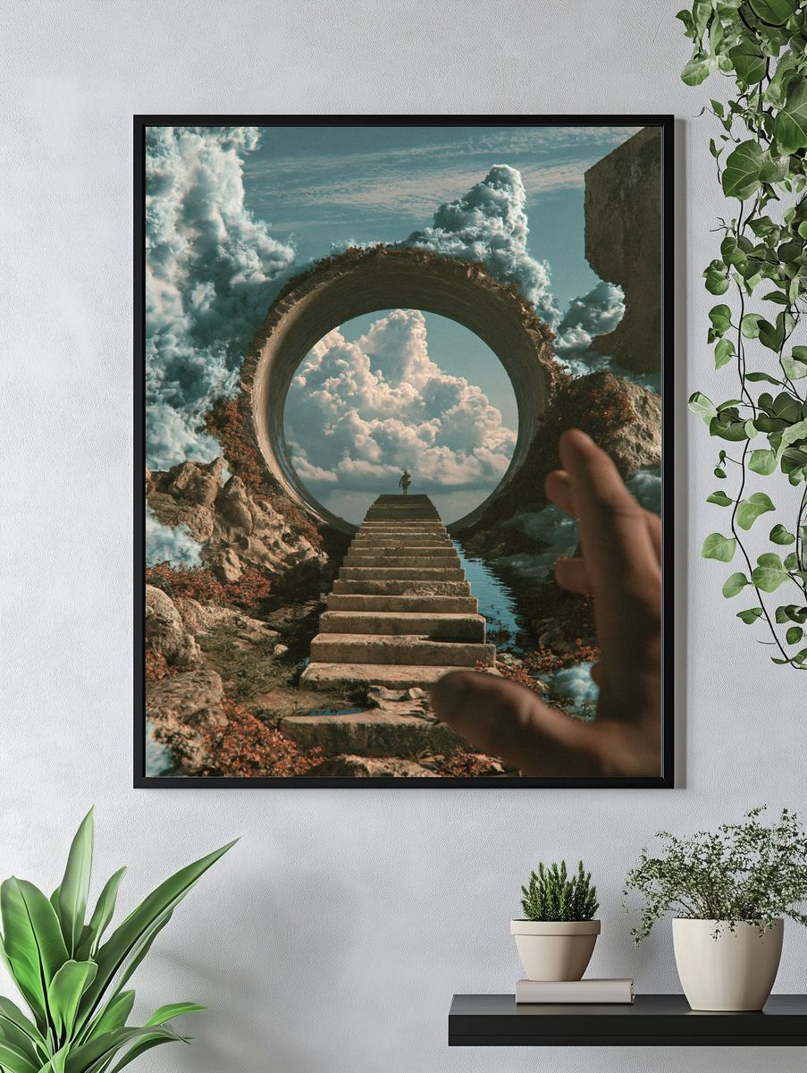 Surreal Portal Stairway Print. — room view 4
