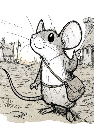 Mouse Village Sketch Poster. poster — illustration art
