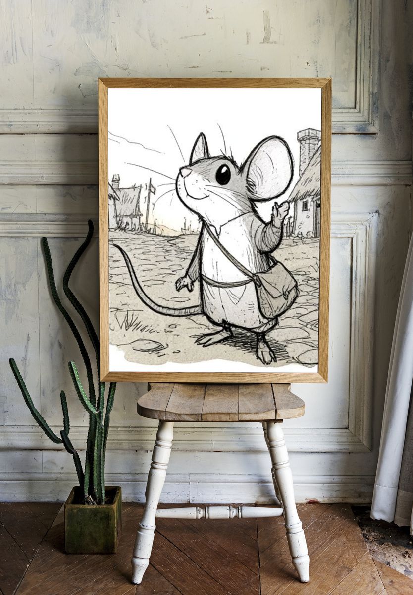 Mouse Village Sketch Poster. — room view 1