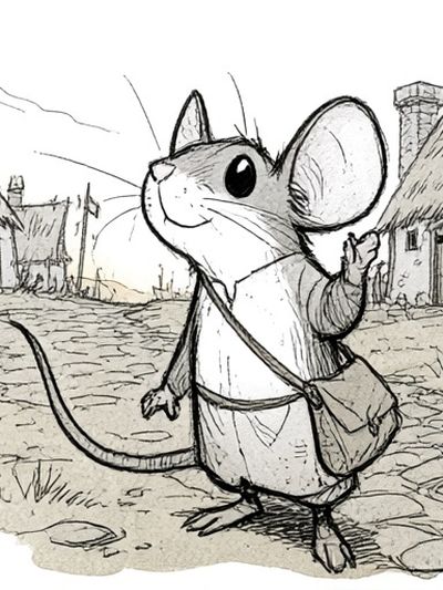 Mouse Village Sketch Poster. poster