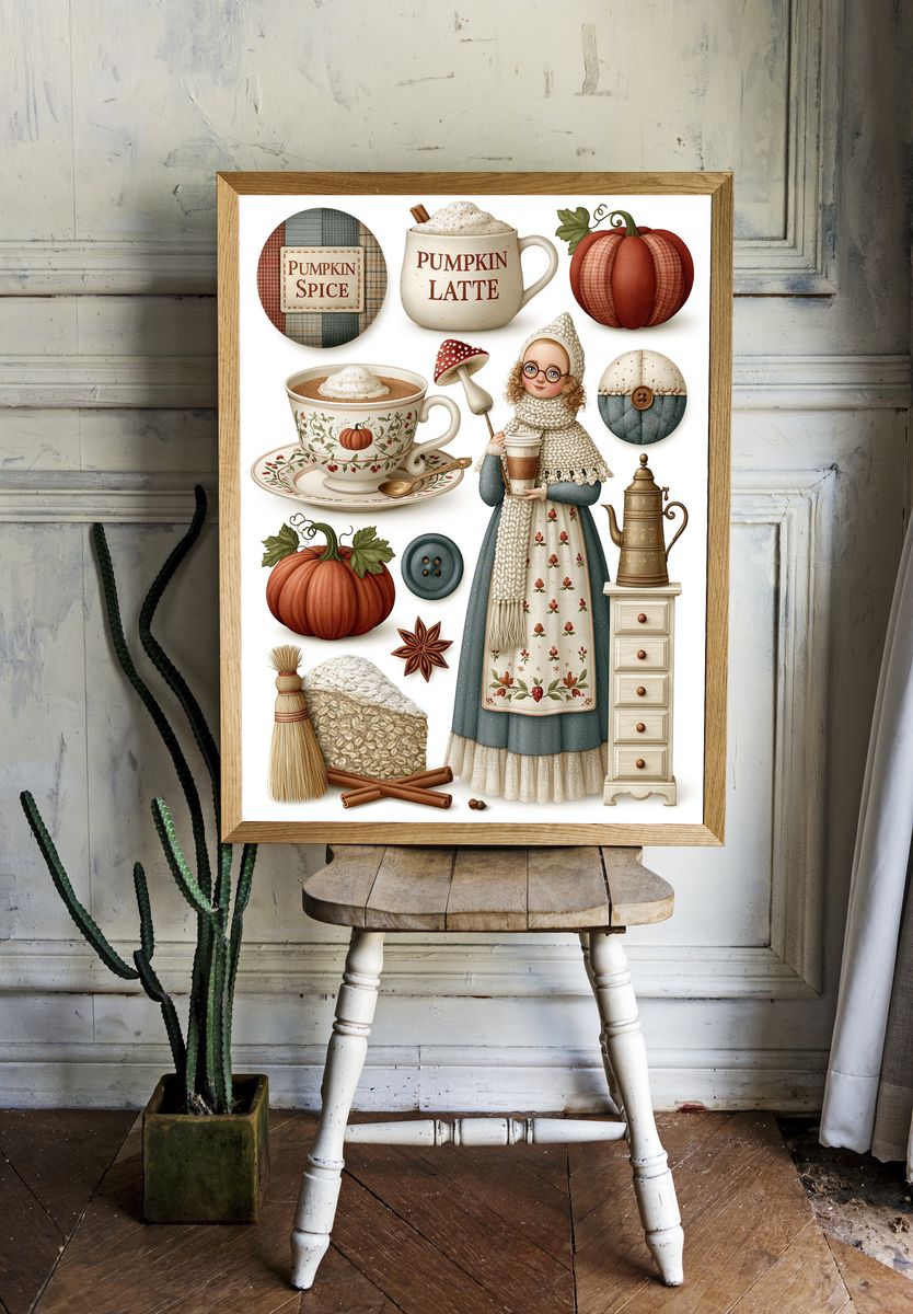 Pumpkin Spice Cottagecore Poster. room preview