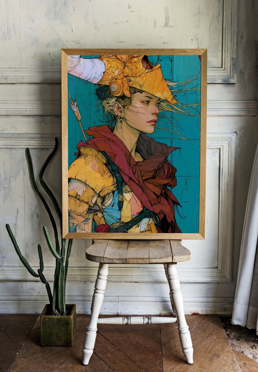 Fantasy Archer Portrait Print. room preview