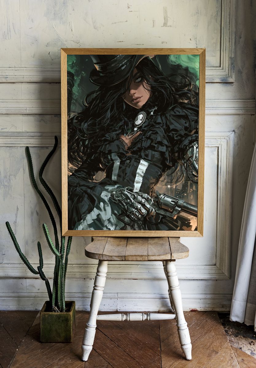 Steampunk Gunslinger Portrait Poster. — room view 1
