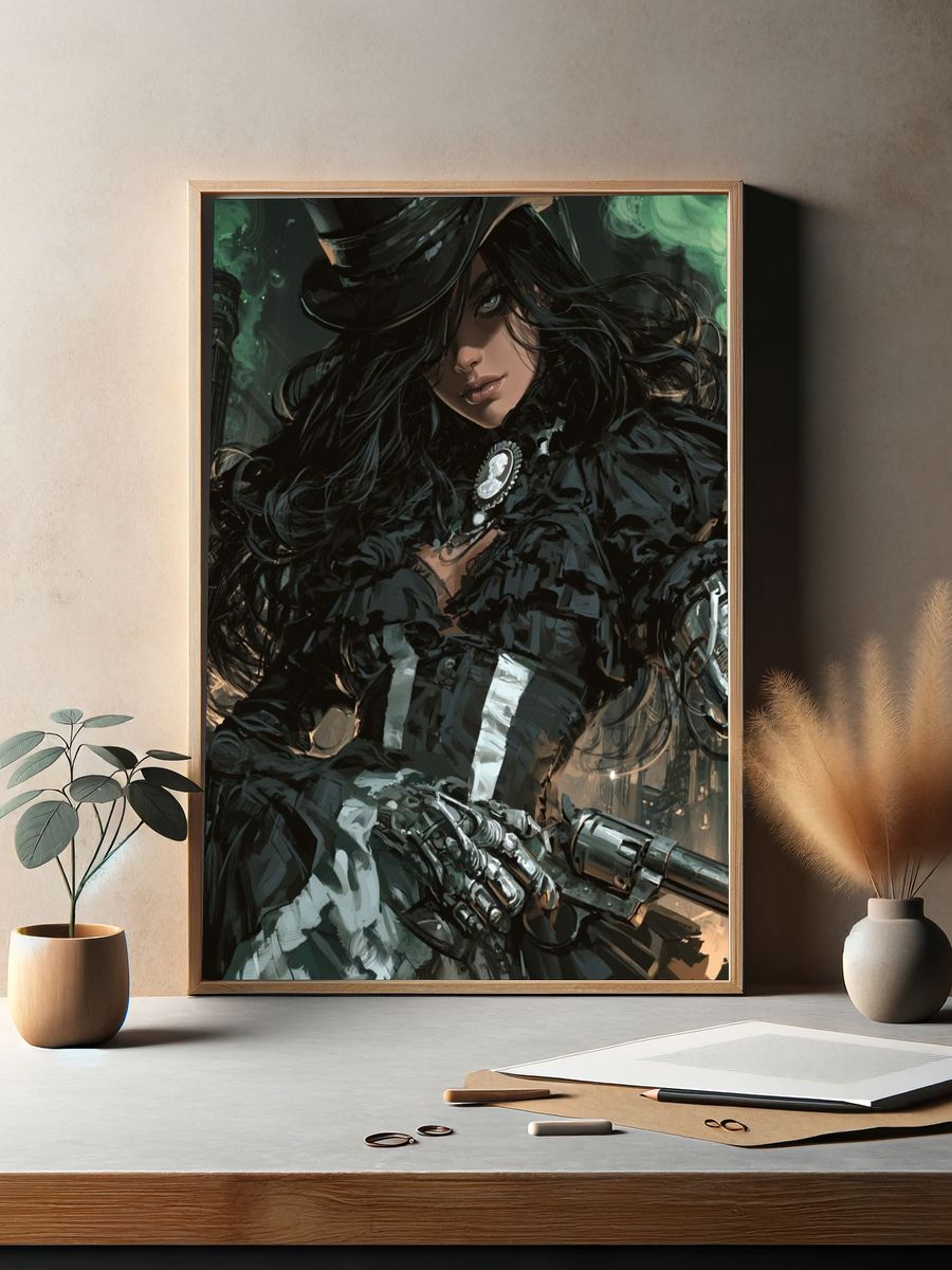 Steampunk Gunslinger Portrait Poster. — room view 2