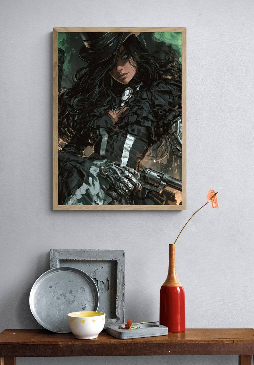 Steampunk Gunslinger Portrait Poster. — room view 3