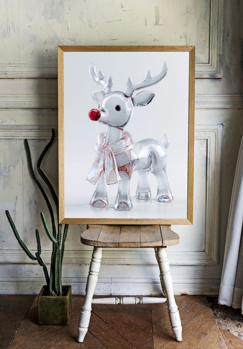 Glass Reindeer Illustration Poster. room preview