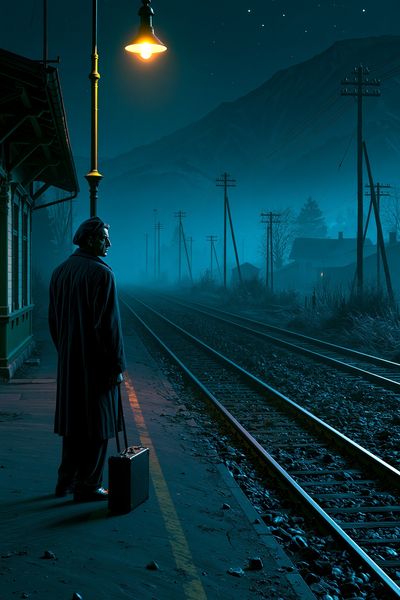 Midnight Train Station Noir Poster. poster