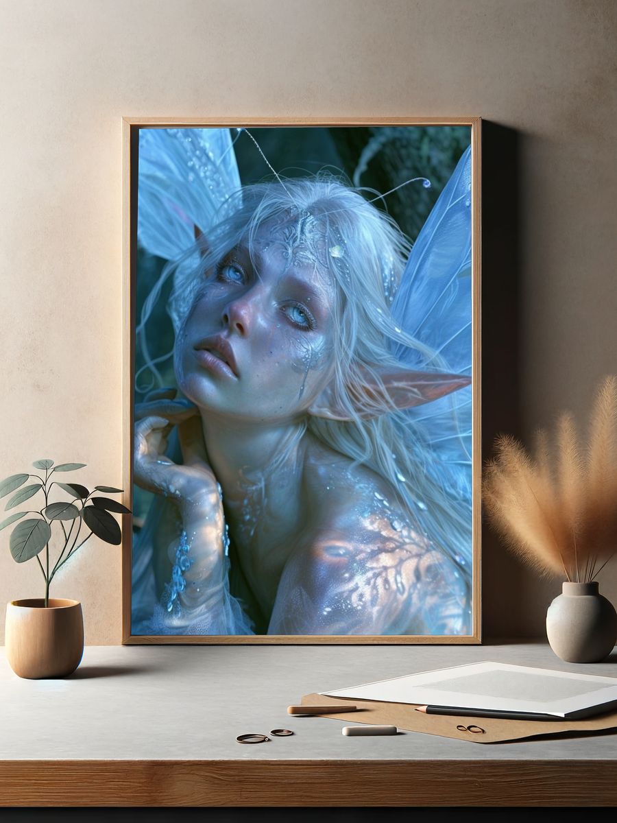 Ice Fairy Portrait Print. — room view 2