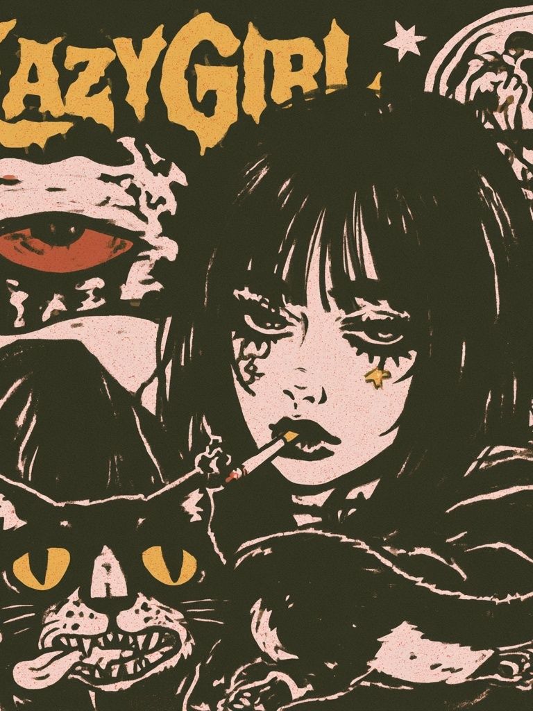 Lazy Girl Gothic Poster. poster — illustration art