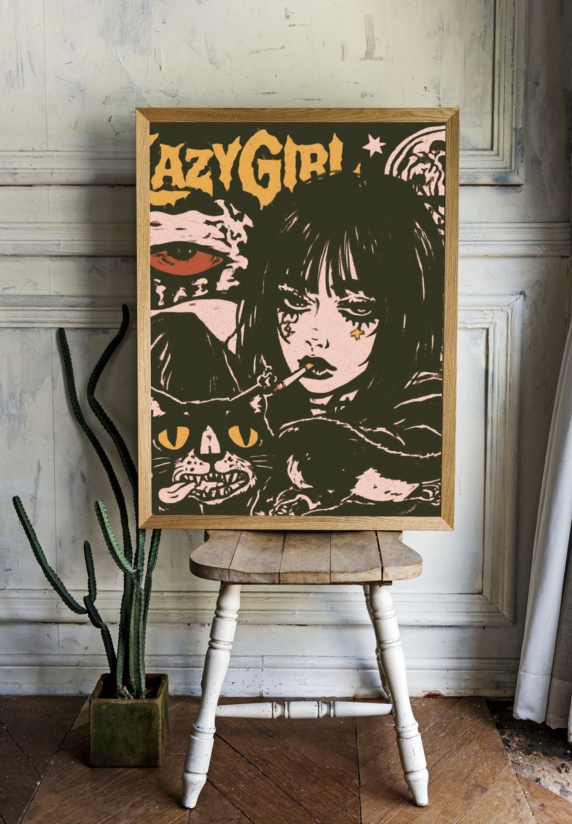Lazy Girl Gothic Poster. — room view 1