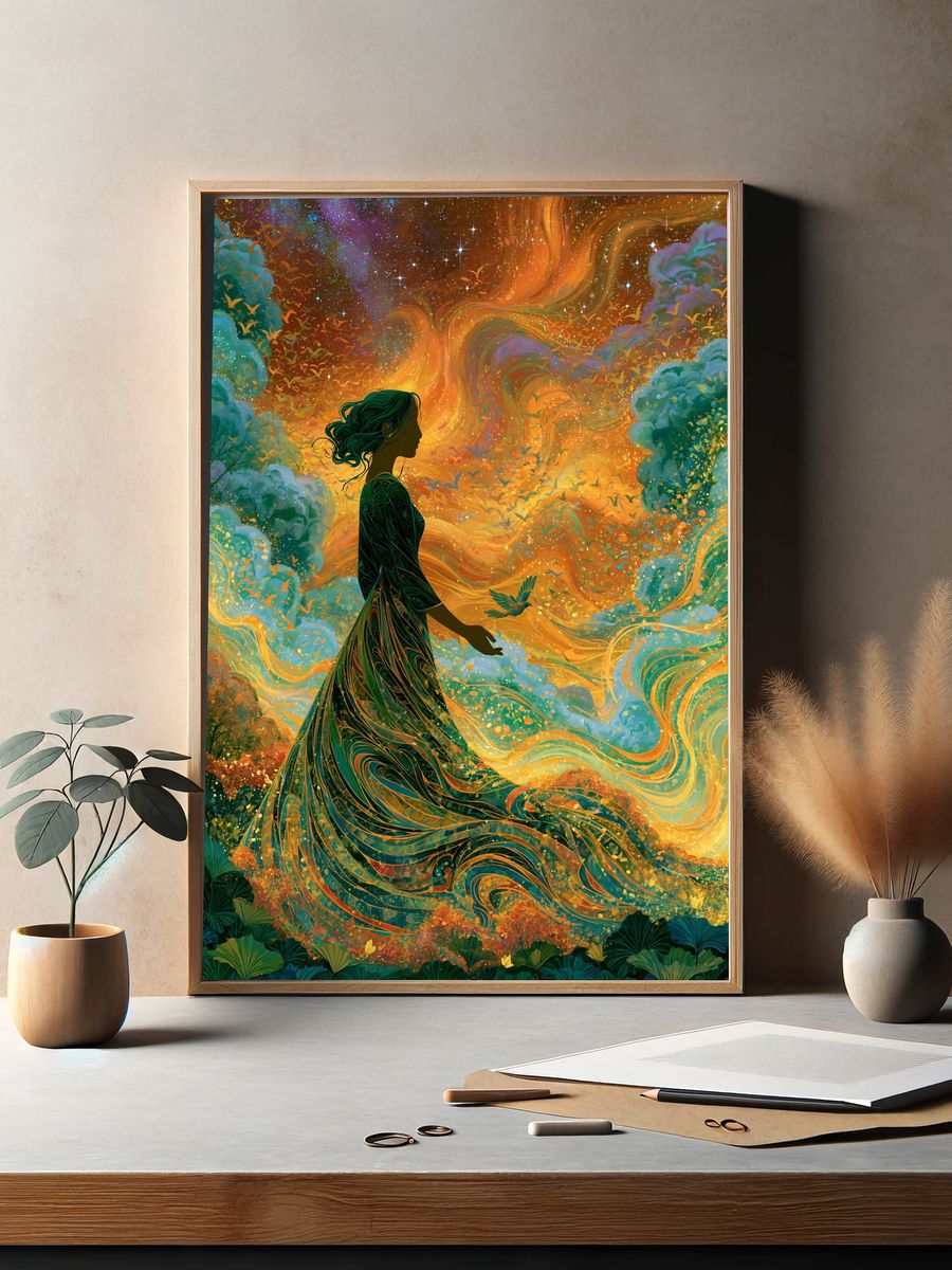 Celestial Woman Digital Art Poster. — room view 2