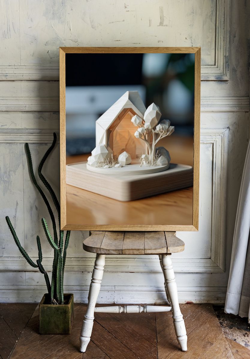 Miniature Woodland House Illustration Poster. room preview