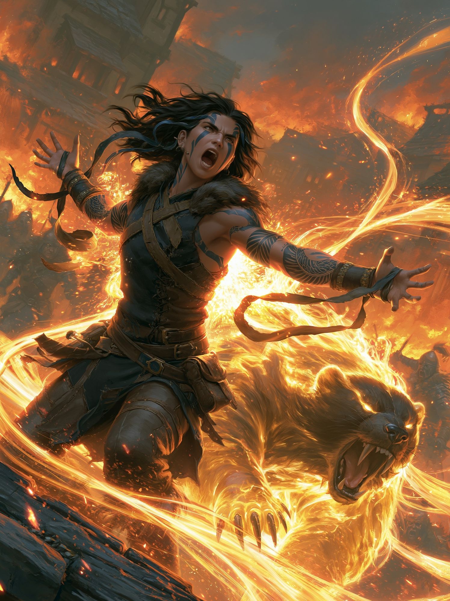 Fire Warrior Beast — Fantasy Print. poster detail