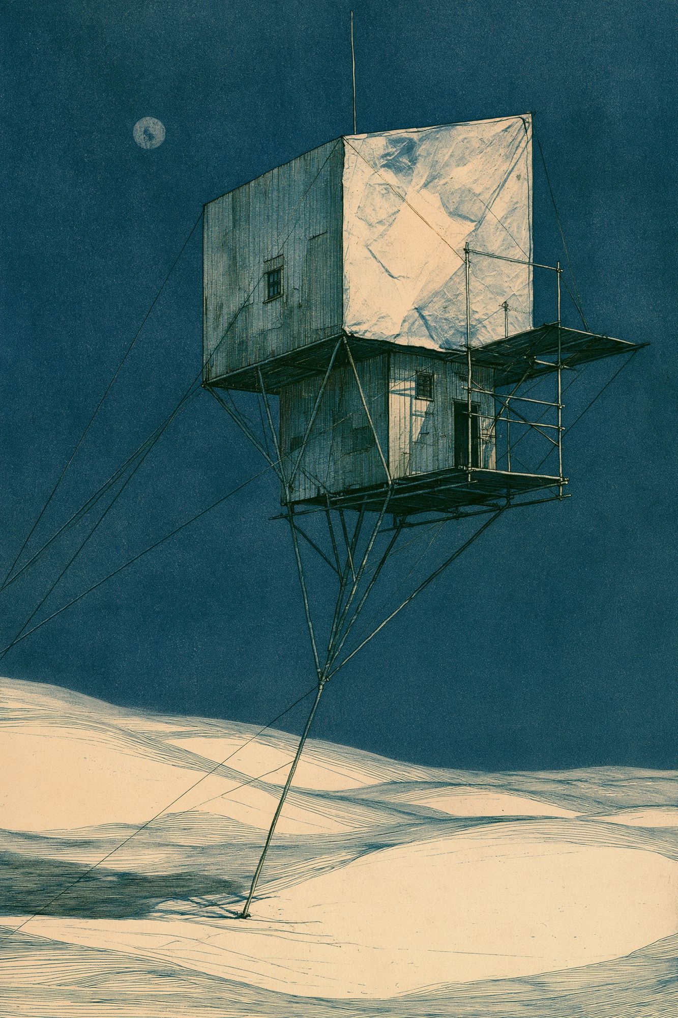 Surreal Desert Tower Illustration Poster. poster — illustration art