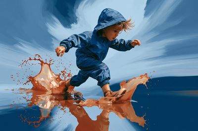 Child Splash Run Illustration Poster. poster print