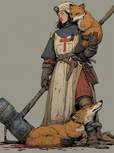 Knight and Fox Illustration Poster. poster