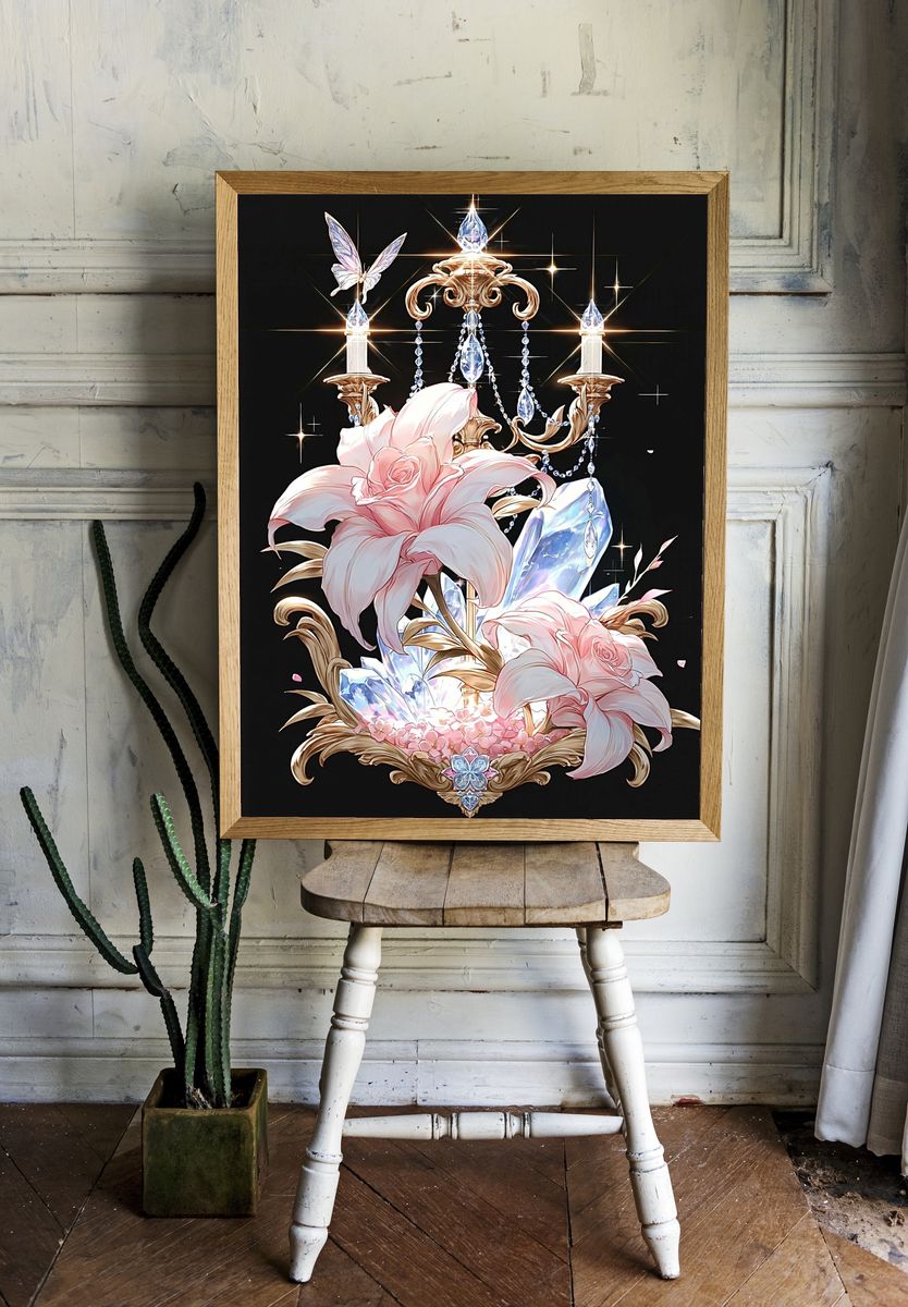 Crystal Lily Chandelier Poster. room preview