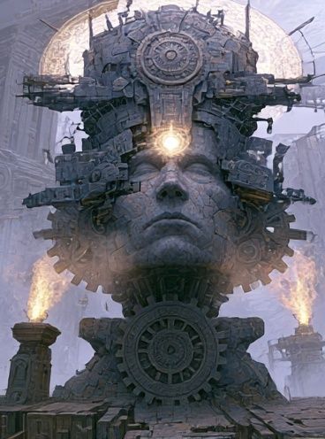 Steampunk Stone Face Poster. poster detail