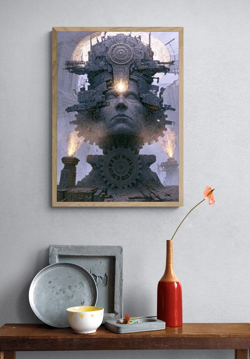 Steampunk Stone Face Poster. — room view 3