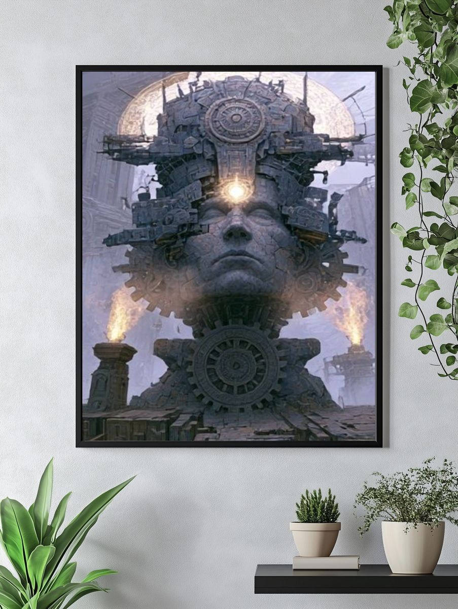 Steampunk Stone Face Poster. — room view 4