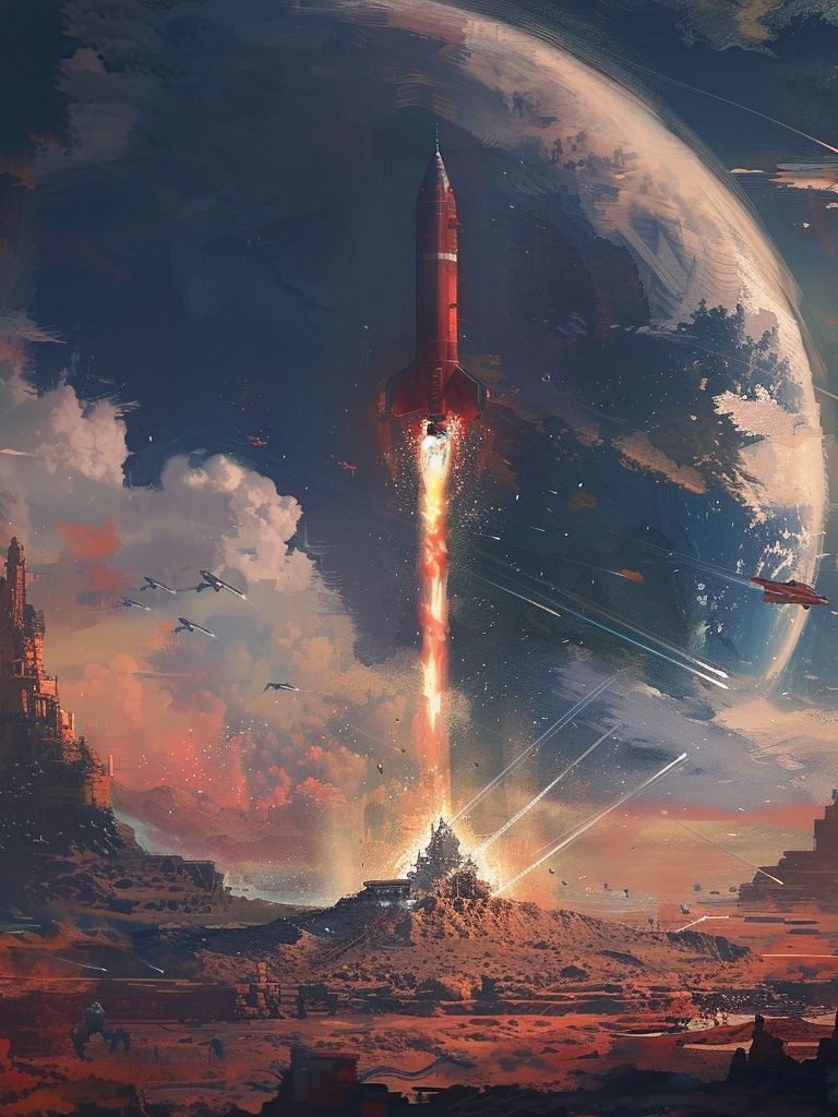 Rocket Launch on Alien World Print. poster detail