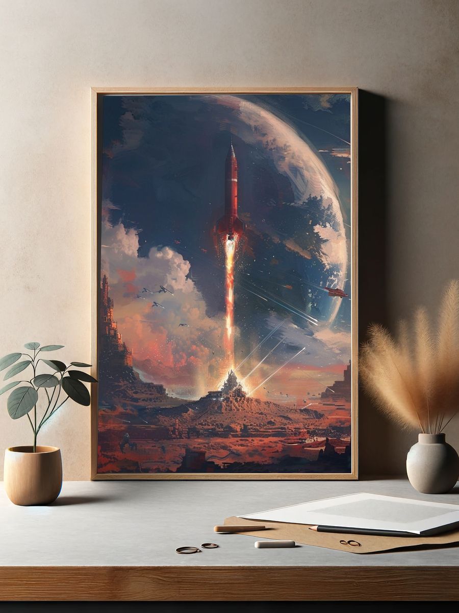 Rocket Launch on Alien World Print. — room view 2