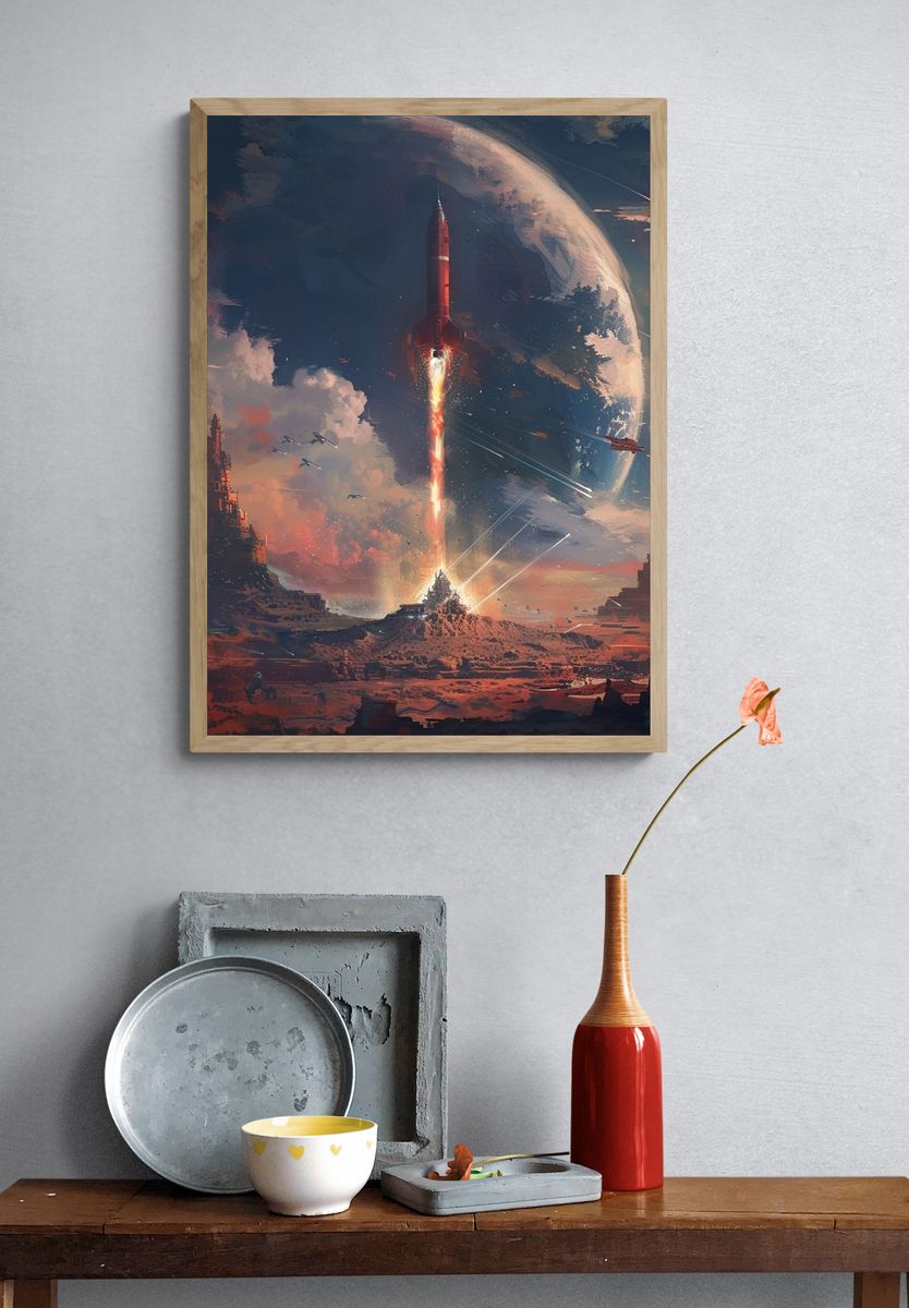 Rocket Launch on Alien World Print. — room view 3