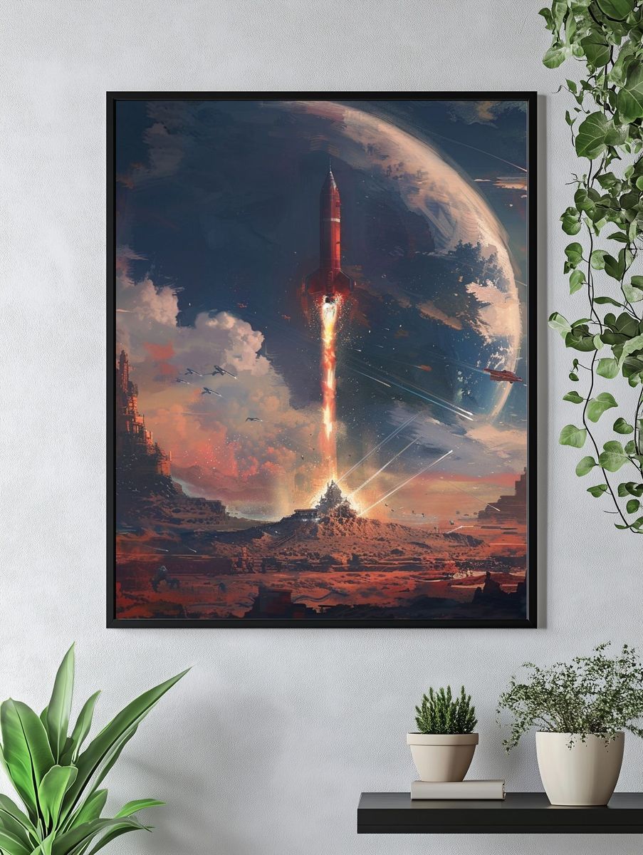 Rocket Launch on Alien World Print. — room view 4
