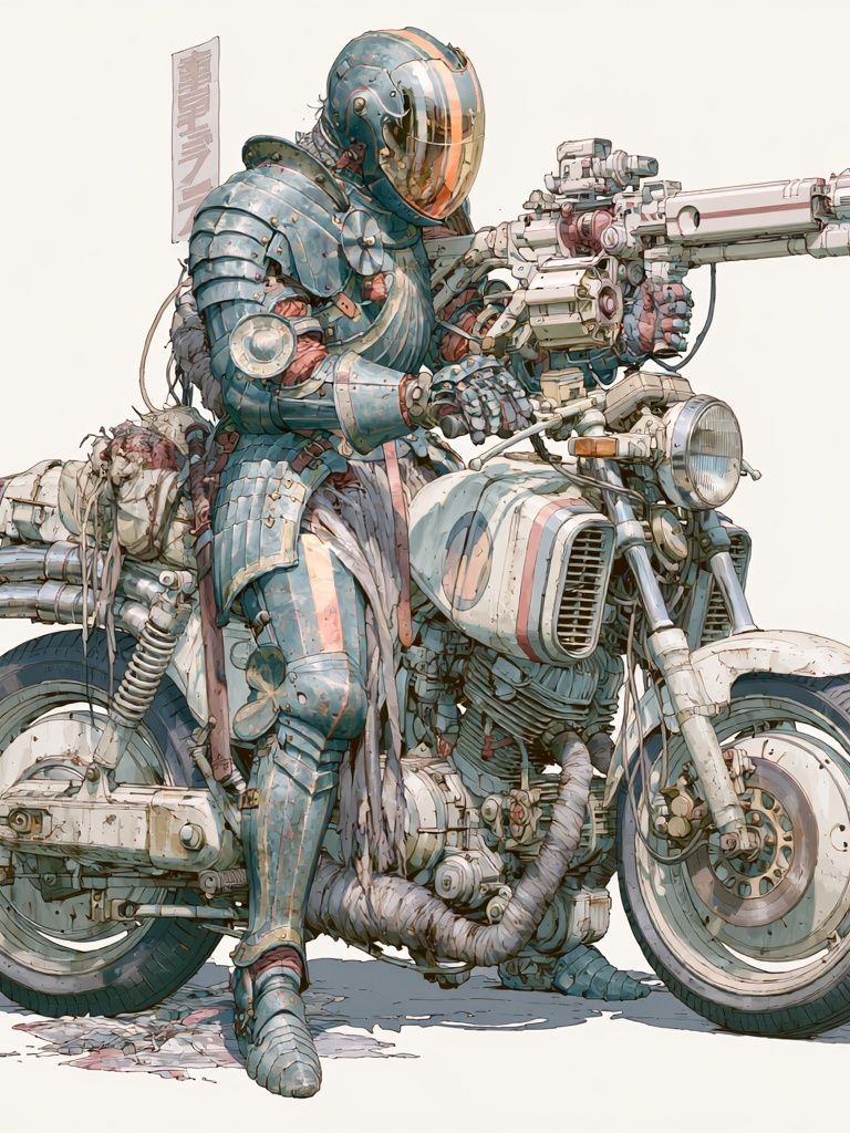 Armored Biker Sci-Fi Print. poster — illustration art