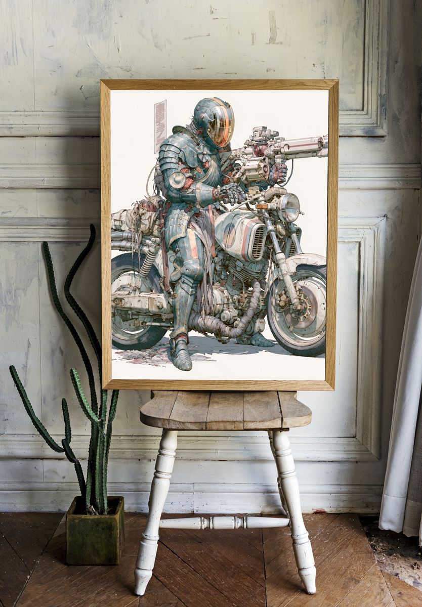 Armored Biker Sci-Fi Print. — room view 1