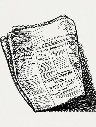 Paris Newspaper Sketch Print. poster print
