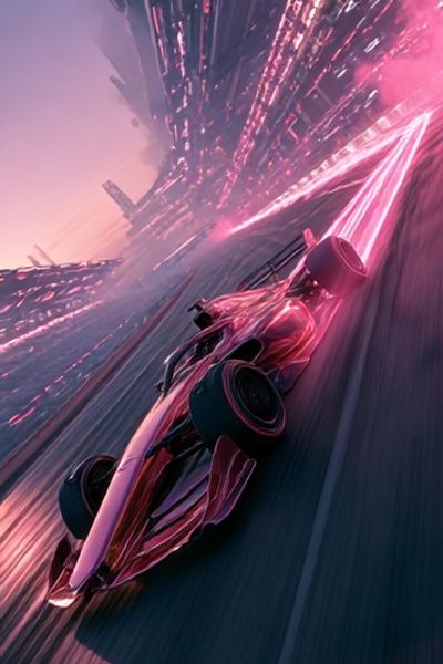 Neon Bunny in Rain Poster. poster print