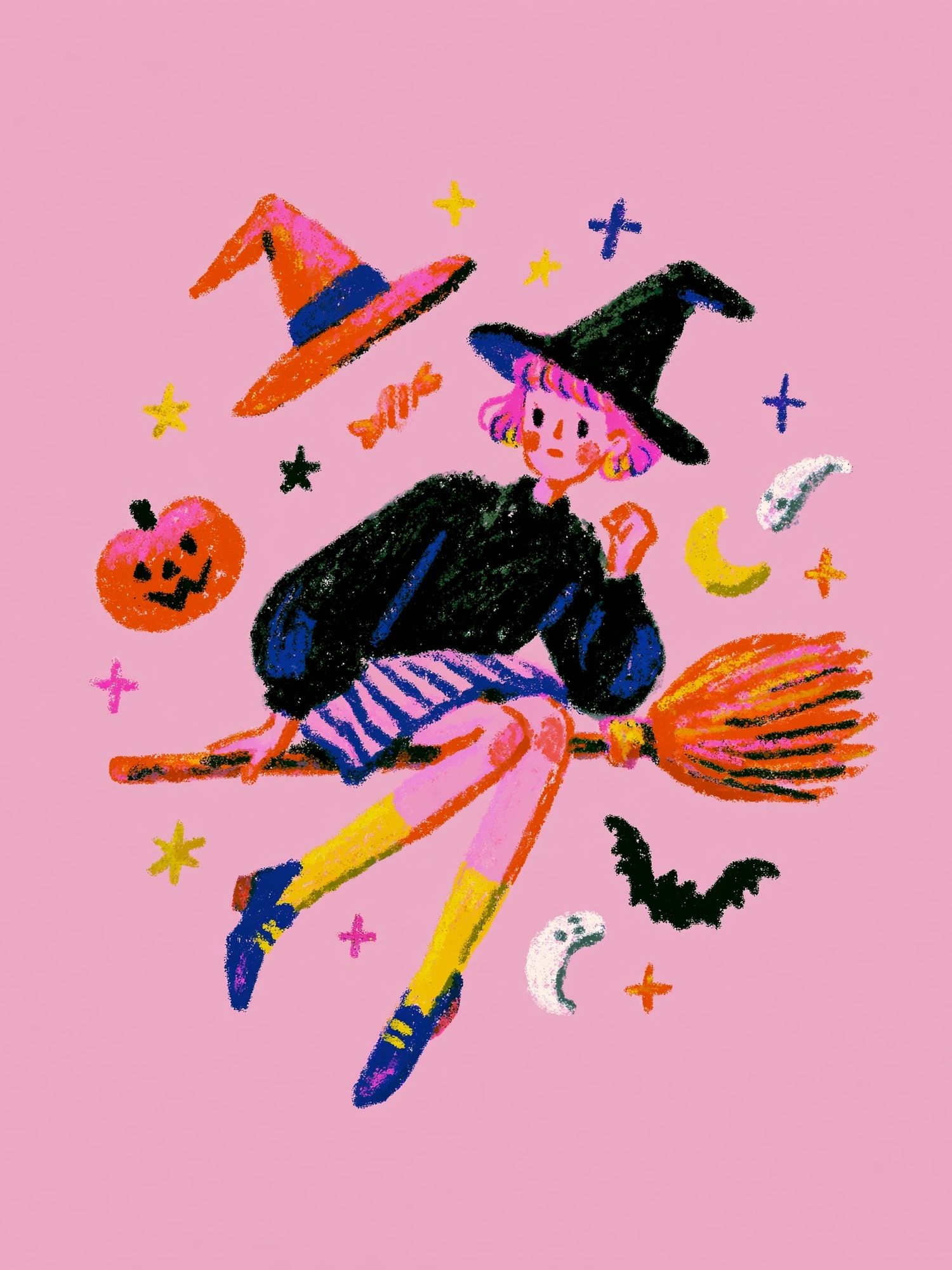 Witchy Girl Illustration Poster. poster detail
