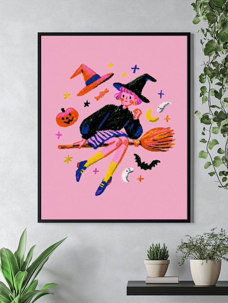 Witchy Girl Illustration Poster. — room view 4