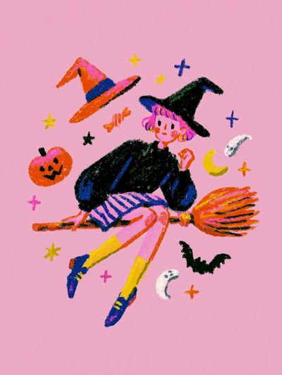 Witchy Girl Illustration Poster. poster