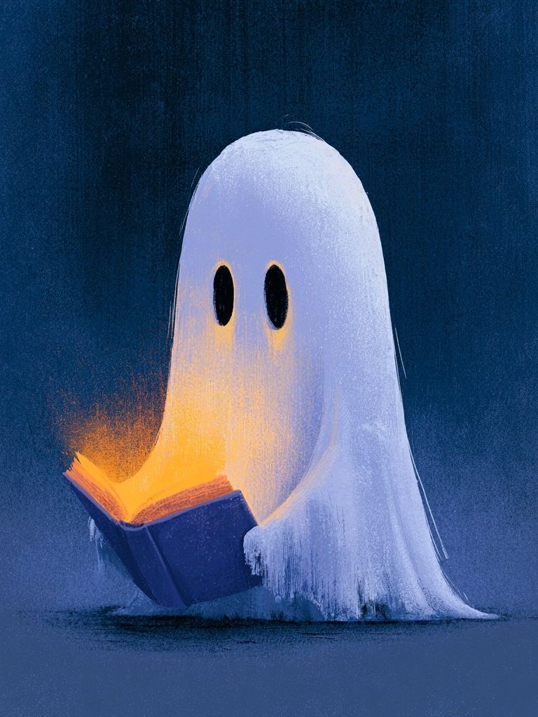 Reading Ghost Illustration Poster. poster — illustration art